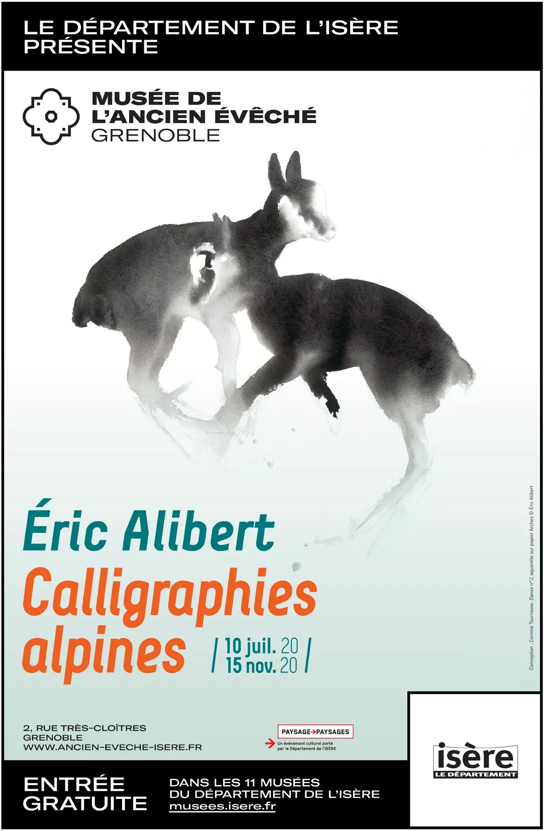Affiche de l'exposition Éric Alibert. Calligraphies alpines. Affiche de l'exposition Éric Alibert. Calligraphies alpines.